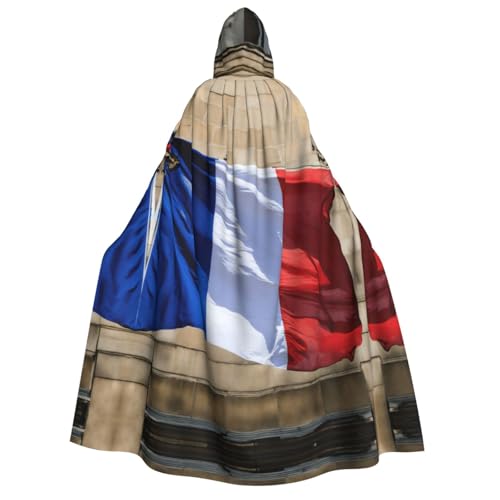 axzttupy Kapuzenumhang mit französischer Flagge, für Erwachsene, Halloween, Weihnachten, Karneval, Partys, Mittelalter-Kostüm von axzttupy