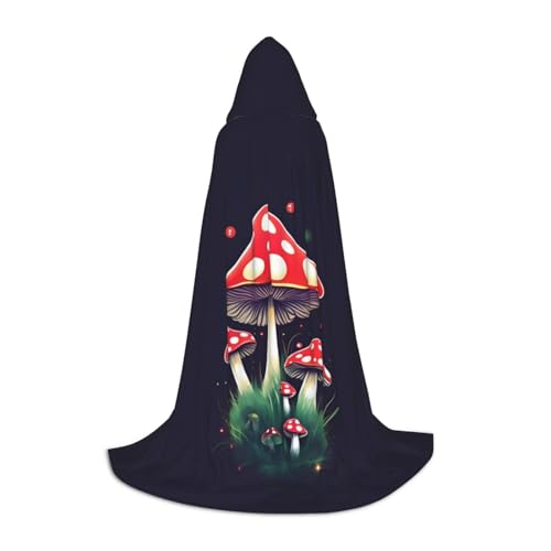 axzttupy Kapuzenumhang mit magischem Pilz-Druck, Unisex, volle Länge, für Zauberer, Weihnachten, Karneval, Halloween, Cosplay von axzttupy