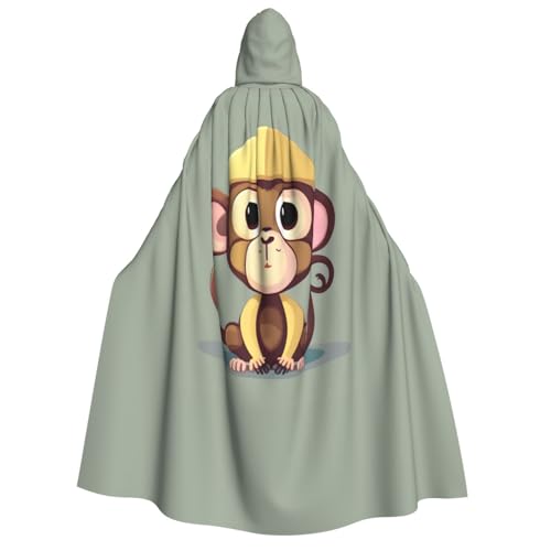 axzttupy Kapuzenumhang mit niedlichem Affen-Druck, für Erwachsene, Halloween, Weihnachten, Karneval, Partys, Mittelalter-Kostüm von axzttupy