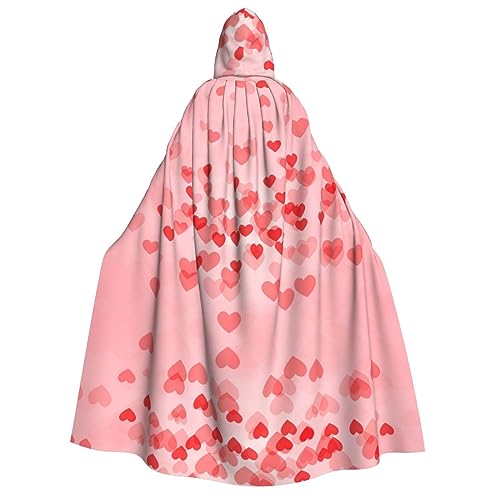 axzttupy Kapuzenumhang mit rotem Herz-Aufdruck, für Halloween, Cosplay, Karneval und Maskerade-Partys, Uni, Umhang von axzttupy