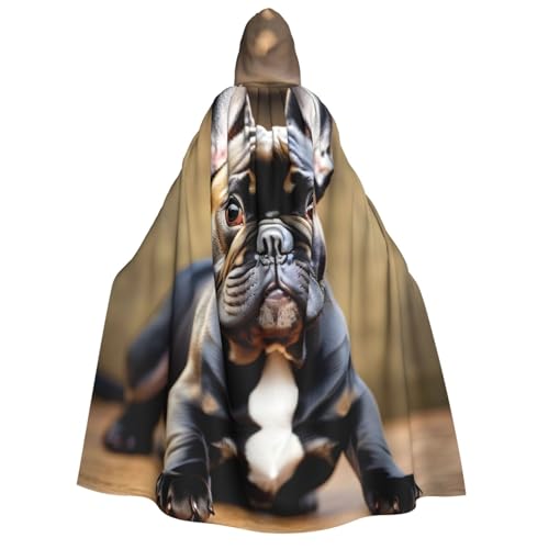 axzttupy Kapuzenumhang mit süßem Bulldoggen-Druck, für Erwachsene, Halloween, Weihnachten, Karneval, Partys, Mittelalter-Kostüm von axzttupy