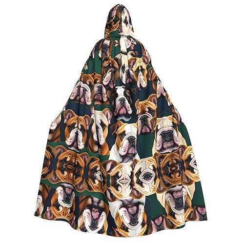 axzttupy Kapuzenumhang mit süßem englischen Bulldoggen-Druck, für Halloween, Cosplay, Karneval und Maskerade-Partys, Uni-Umhang axzttupy Kapuzenumhang mit süßem englischen Bulldoggen-Druck, für Halloween, Cosplay, Karneval und Maskerade-Partys, Uni-Umhang von axzttupy