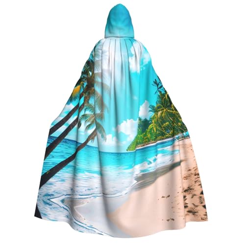 axzttupy Kapuzenumhang mit tropischem Ozean, Strand, für Erwachsene, Halloween, Weihnachten, Karneval, Partys, Mittelalter-Kostüm von axzttupy