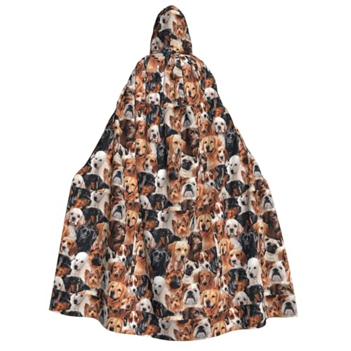 axzttupy Kapuzenumhang mit vielen Hunden, für Erwachsene, Halloween, Weihnachten, Karneval, Partys, Mittelalter-Kostüm von axzttupy