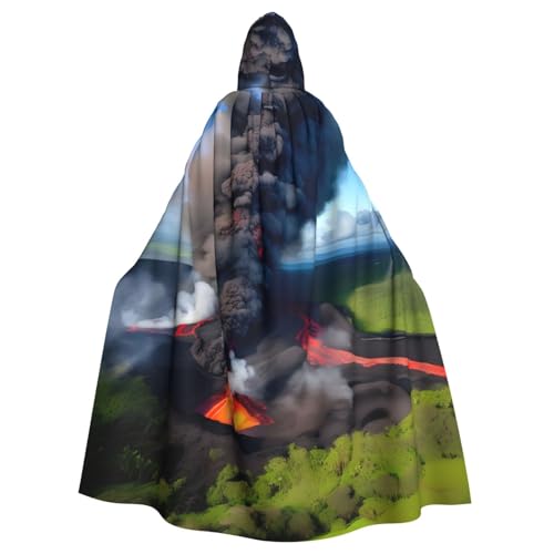axzttupy Kilauea Volcano Bloom Print Unisex Halloween Kapuzenumhang volle Länge für Mittelalter Renaissance Cosplay Kostüme von axzttupy