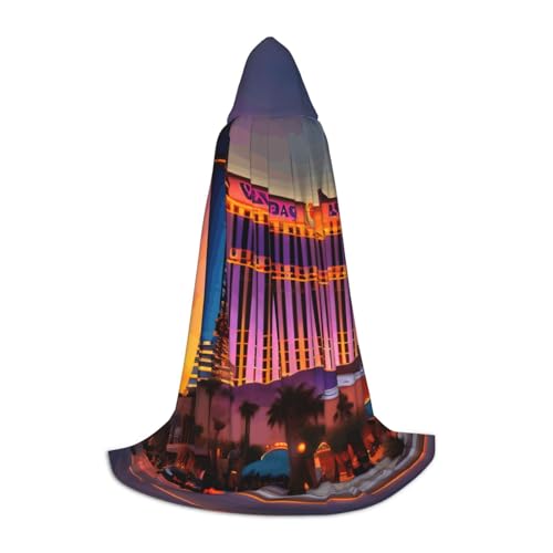 axzttupy Las Vegas Sonnenuntergang 1 Druck Unisex Kapuzenumhang in voller Länge für Zauberer Weihnachten Karneval Halloween Cosplay von axzttupy