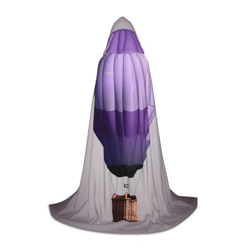 axzttupy Lavendel-Heißluftballon-Druck, Unisex, mit Kapuze, Umhang in voller Länge, für Zauberer, Weihnachten, Karneval, Halloween, Cosplay von axzttupy