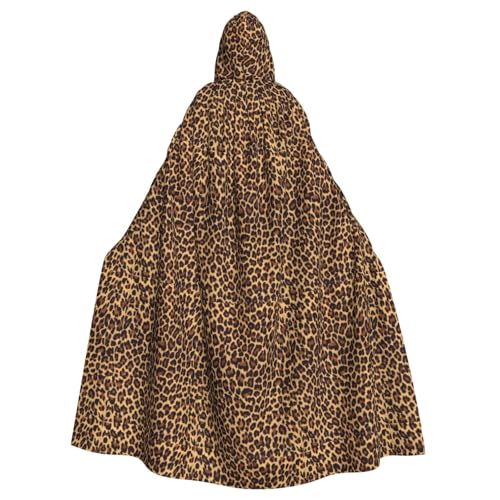 axzttupy Leopardenmuster, Tapetendruck, Unisex, Halloween, Kapuzenumhang, volle Länge, für Mittelalter-Renaissance-Cosplay-Kostüme von axzttupy