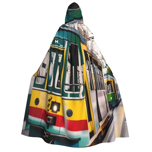 axzttupy Lissabon Tram Print Erwachsene Kapuzenumhang Halloween Weihnachten Karneval Partys Mittelalter Thema Kostüm von axzttupy