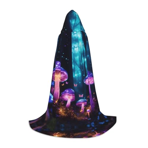 axzttupy Magic Mushroom 3 Print Unisex Kapuzenumhang in voller Länge für Zauberer, Weihnachten, Karneval, Halloween, Cosplay von axzttupy