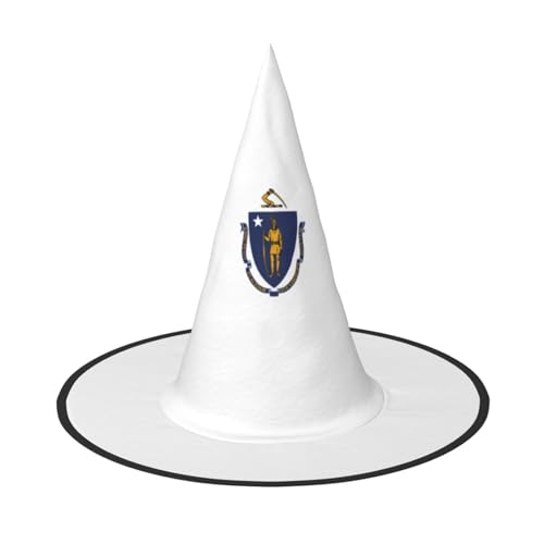axzttupy Massachusetts Staatsflagge Druck Halloween Hexenhut Unisex Karneval Kostüm Zubehör Partys Cosplay und Festlich von axzttupy