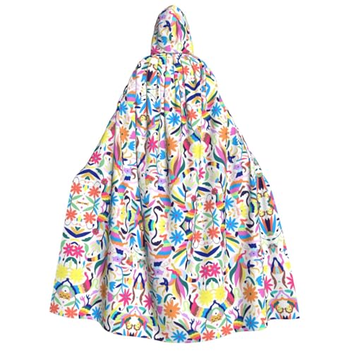 axzttupy Mexikanischer Otomi-Tier-Aufdruck, Erwachsenenkostüm, mit Kapuze, Halloween, Weihnachten, Karneval, Partys, Mittelalter-Kostüm von axzttupy