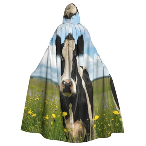 axzttupy Milch Kuh-Druck, Unisex, Halloween-Kapuzenumhang, volle Länge, für mittelalterliche Renaissance-Cosplay-Kostüme von axzttupy