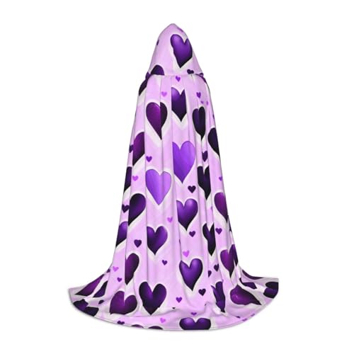 axzttupy Modischer Umhang mit lila Herzen, Unisex, mit Kapuze, volle Länge, für Zauberer, Weihnachten, Karneval, Halloween, Cosplay axzttupy Modischer Umhang mit lila Herzen, Unisex, mit Kapuze, volle Länge, für Zauberer, Weihnachten, Karneval, Halloween, Cosplay von axzttupy