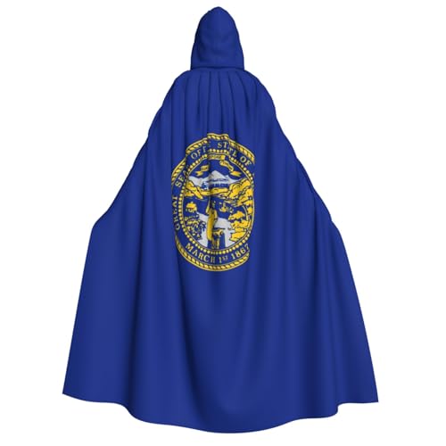 axzttupy Nebraska-Flaggen-Druck, Erwachsenen-Kapuzenumhang, Halloween, Weihnachten, Karneval, Partys, Mittelalter-Kostüm von axzttupy