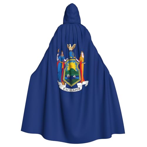 axzttupy New York State Flagge, Unisex, Halloween-Kapuzenumhang, volle Länge, für mittelalterliche Renaissance-Cosplay-Kostüme von axzttupy