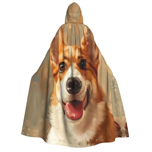 axzttupy Niedlicher Corgi 1 (2) Druck Erwachsene Kapuzenumhang Halloween Weihnachten Karneval Partys Mittelalter Motto Kostüm von axzttupy