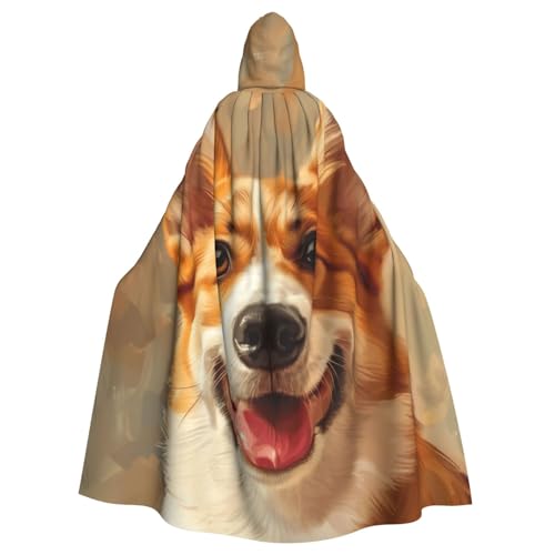 axzttupy Niedlicher Corgi-Umhang mit Kapuze, Unisex, Halloween, mit Kapuze, volle Länge, für mittelalterliche Renaissance-Cosplay-Kostüme von axzttupy