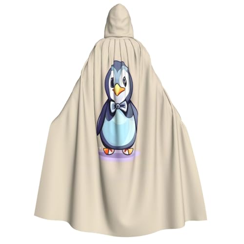 axzttupy Niedlicher Pinguin-Druck für Erwachsene, Kapuzenumhang, Halloween, Weihnachten, Karneval, Partys, Mittelalter-Kostüm von axzttupy