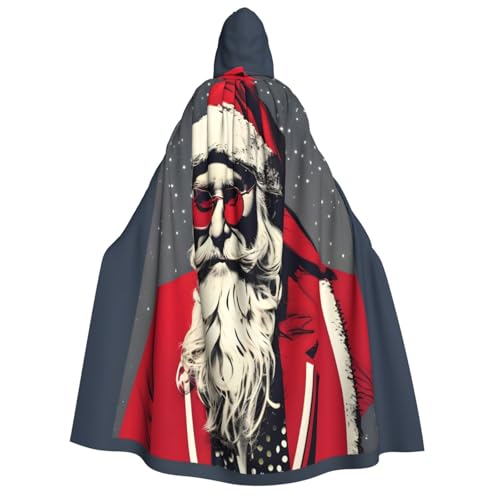 axzttupy Niedlicher Weihnachtsmann-Aufdruck, Erwachsenen-Kapuzenumhang, Halloween, Weihnachten, Karneval, Partys, Mittelalter-Kostüm von axzttupy
