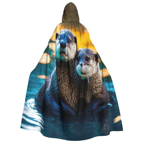 axzttupy Niedlicher brauner Otter-Umhang für Erwachsene, mit Kapuze, für Halloween, Weihnachten, Karneval, Partys, Mittelalter-Kostüm von axzttupy