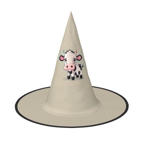 axzttupy Niedlicher weißer Kuh-Druck Halloween Hexenhut Unisex Karneval Kostüm Zubehör Partys Cosplay und Festlich von axzttupy
