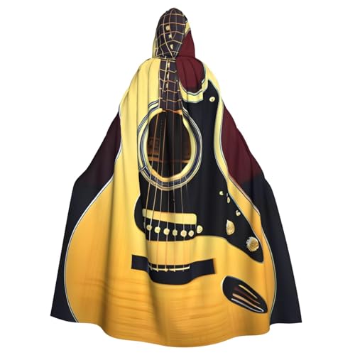 axzttupy Note-Gitarren-Druck, Unisex, Halloween, Kapuzenumhang, volle Länge, für mittelalterliche Renaissance-Cosplay-Kostüme von axzttupy