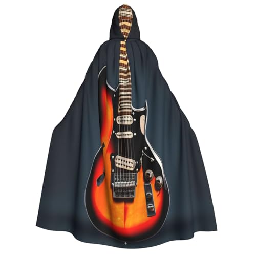 axzttupy Orange E-Gitarren Druck Erwachsene Kapuzenumhang Halloween Weihnachten Karneval Partys Mittelalter Thema Kostüm von axzttupy