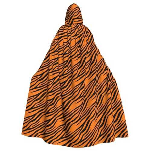 axzttupy Oranger Tiger-Leopardenmuster, Unisex, Halloween-Kapuzenumhang, volle Länge, für Mittelalter-Renaissance-Cosplay-Kostüme von axzttupy
