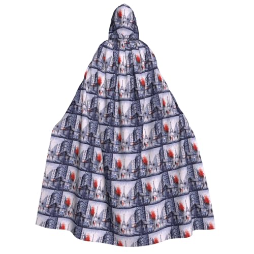 axzttupy Paris City Tree Eiffelturm Kunstdruck Erwachsene Kapuzenumhang Halloween Weihnachten Karneval Partys Mittelalter Thema Kostüm von axzttupy