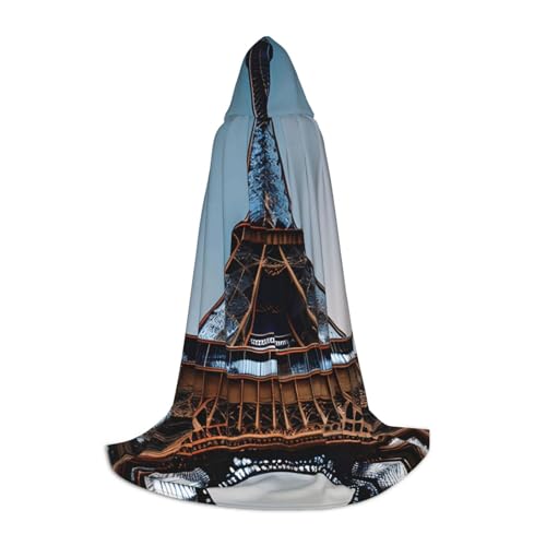 axzttupy Paris Eiffelturm-Druck, Unisex, mit Kapuze, volle Länge, Umhang für Zauberer, Weihnachten, Karneval, Halloween, Cosplay von axzttupy