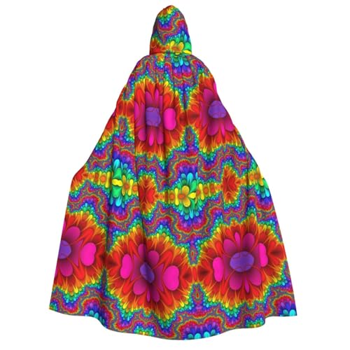 axzttupy Regenbogen, Batikfärbung, roter Druck, Erwachsenen-Kapuzenumhang, Halloween, Weihnachten, Karneval, Partys, Mittelalter-Kostüm von axzttupy