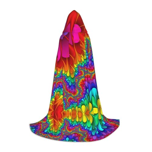 axzttupy Regenbogen, Batikfärbung, roter Druck, Kapuzenumhang, Umhang für Karneval, Halloween und Motto-Partys, bequemer Umhang axzttupy Regenbogen, Batikfärbung, roter Druck, Kapuzenumhang, Umhang für Karneval, Halloween und Motto-Partys, bequemer Umhang von axzttupy