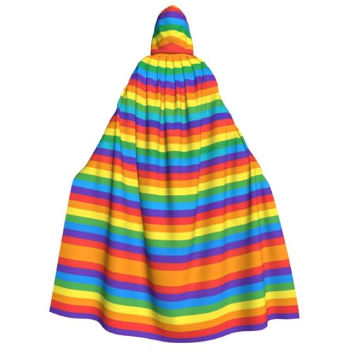 axzttupy Regenbogen, bedruckt, Kapuzenumhang für Erwachsene, Halloween, Weihnachten, Karneval, Partys, Mittelalter-Kostüm von axzttupy
