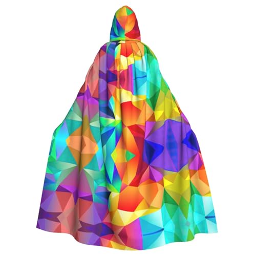 axzttupy Regenbogen, geometrischer Druck, Unisex, Halloween-Kapuzenumhang, volle Länge, für Mittelalter, Renaissance, Cosplay-Kostüme von axzttupy