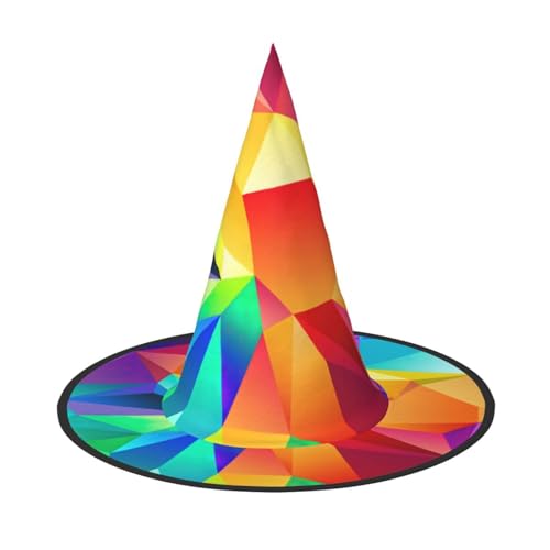 axzttupy Regenbogen Geometrischer Druck Halloween Hexenhut Unisex Karneval Kostüm Zubehör Partys Cosplay und Festlich von axzttupy