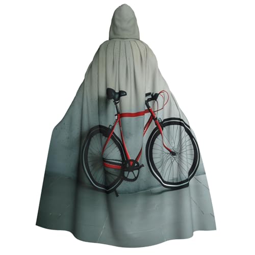 axzttupy Retro-Fahrradmuster-Druck, Erwachsenen-Kapuzenumhang, Halloween, Weihnachten, Karneval, Partys, Mittelalter-Kostüm von axzttupy