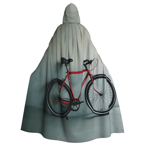 axzttupy Retro-Fahrradmuster-Druck, Unisex, Halloween-Kapuzenumhang, volle Länge, für Mittelalter-Renaissance-Cosplay-Kostüme von axzttupy