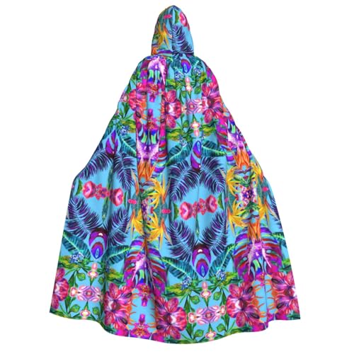 axzttupy Rosa Blume Tropische Pflanze Druck Erwachsene Kapuzenumhang Halloween Weihnachten Karneval Partys Mittelalter Thema Kostüm von axzttupy
