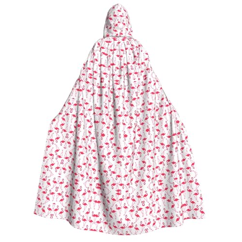 axzttupy Rosafarbener Flamingo-Muster für Erwachsene, Kapuzenumhang, Halloween, Weihnachten, Karneval, Partys, Mittelalter-Kostüm von axzttupy
