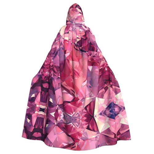 axzttupy Rosafarbener Kapuzenumhang mit Rautenmuster, Unisex, Halloween, volle Länge, für Mittelalter-Renaissance-Cosplay-Kostüme von axzttupy