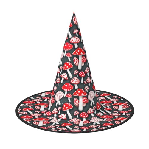 axzttupy Rot Weiß Pilz Druck Halloween Hexenhut Unisex Karneval Kostüm Zubehör Partys Cosplay und Festlich axzttupy Rot Weiß Pilz Druck Halloween Hexenhut Unisex Karneval Kostüm Zubehör Partys Cosplay und Festlich von axzttupy
