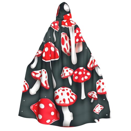 axzttupy Rot-weißer Pilzaufdruck für Erwachsene, Kapuzenumhang, Halloween, Weihnachten, Karneval, Partys, Mittelalter-Kostüm von axzttupy