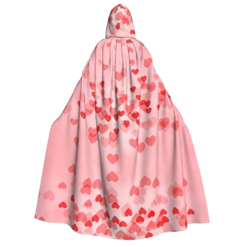 axzttupy Roter Herz-Aufdruck, Erwachsenen-Kapuzenumhang, Halloween, Weihnachten, Karneval, Partys, Mittelalter-Kostüm von axzttupy