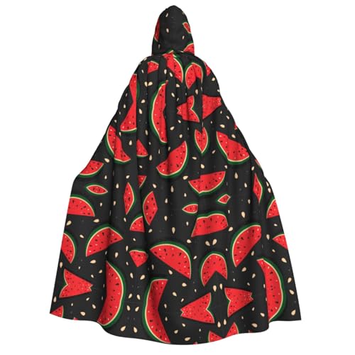 axzttupy Roter Wassermelonen-Druck, Erwachsenen-Kapuzenumhang, Halloween, Weihnachten, Karneval, Partys, Mittelalter-Kostüm von axzttupy