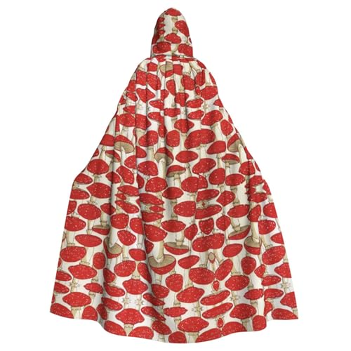axzttupy Roter weißer Pilz-Druck, Unisex, Halloween-Kapuzenumhang, volle Länge, für mittelalterliche Renaissance-Cosplay-Kostüme von axzttupy