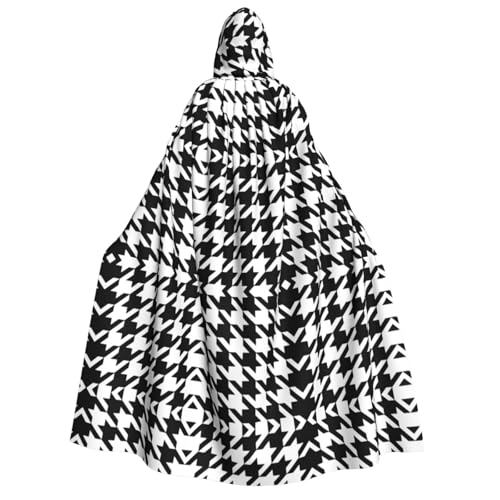 axzttupy Schwarzer Hahnentritt-Umhang mit Kapuze für Erwachsene, Halloween, Weihnachten, Karneval, Partys, Mittelalter-Kostüm von axzttupy