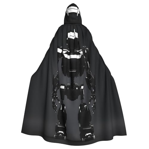 axzttupy Schwarzer Roboter-Druck, Unisex, Halloween-Kapuzenumhang, volle Länge, für Mittelalter-Renaissance-Cosplay-Kostüme von axzttupy