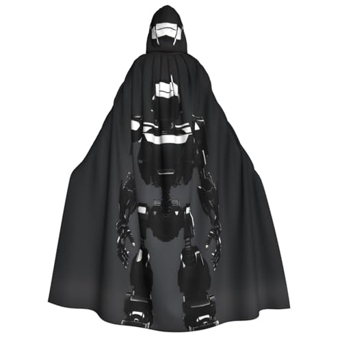axzttupy Schwarzer Roboteraufdruck, Kapuzenumhang für Erwachsene, Halloween, Weihnachten, Karneval, Partys, Mittelalter-Kostüm von axzttupy