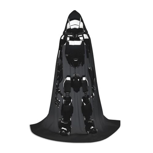 axzttupy Schwarzer Roboteraufdruck, Unisex, mit Kapuze, Umhang in voller Länge, für Zauberer, Weihnachten, Karneval, Halloween, Cosplay von axzttupy